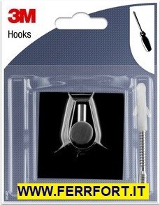 3M HOOK IN METAL AND BLACK GLASS INVISIBLE SCREW FIXING IHSM2