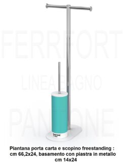 FLOOR STANDING PAPER HOLDER WITH TOILET BRUSH PANTONE TURQUOISE 15-4825