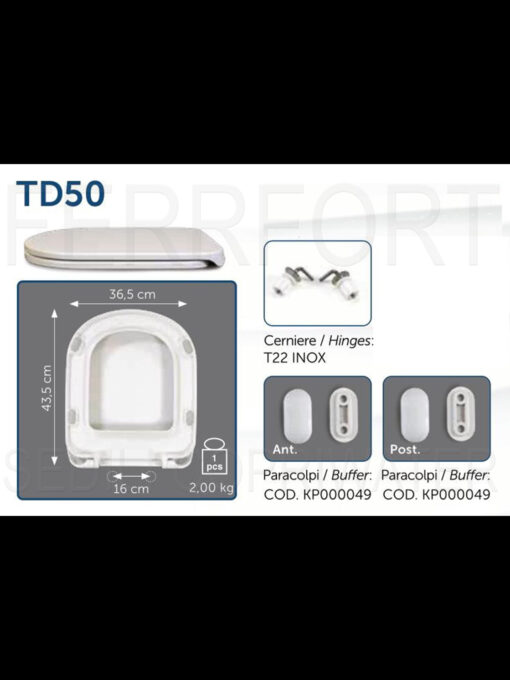 TECHNICAL DATA SHEET TOILET SEAT GEMMA 2 DOLOMITE