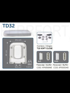 TECHNICAL DATA SHEET TOILET SEAT ELISEO NERO CERAMICHE SOFT CLOSE GSI