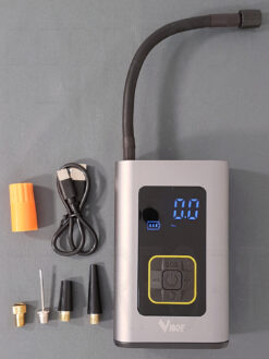 MINI PORTABLE USB RECHARGEABLE BATTERY COMPRESSOR WITH FLASHLIGHT AND POWER BANK